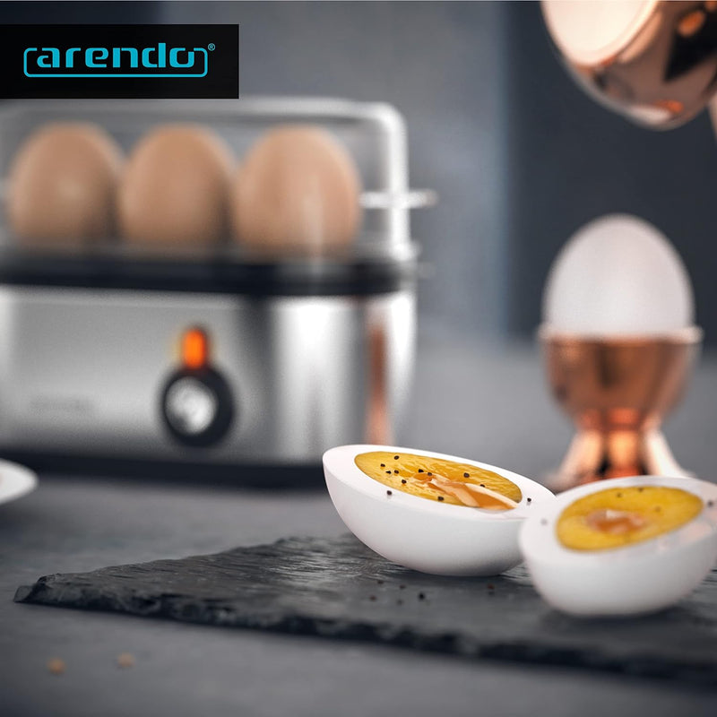 Arendo - Edelstahl Eierkocher Threecook - Egg Cooker - EIN AUS-Schalter - Wählbarer Härtegrad - 210