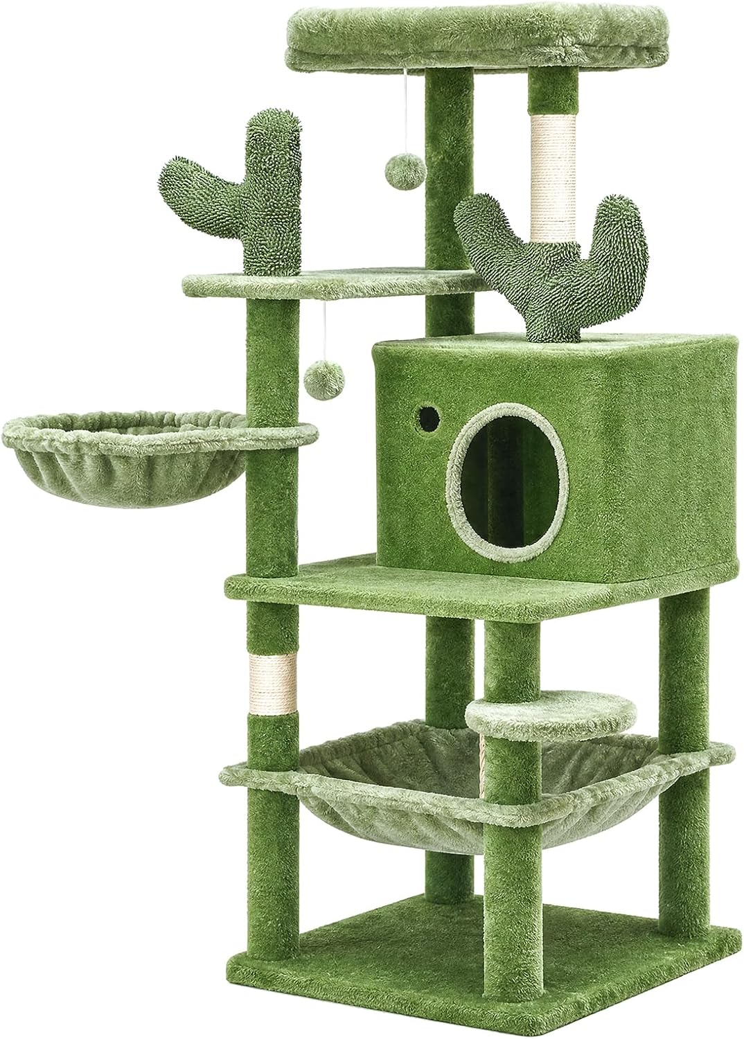 HOOBRO Kratzbaum, Katzenbaum, All-in-One-Katzenmöbel | Kratzbaum im Kaktus-Design mit Katzenhöhle, 2