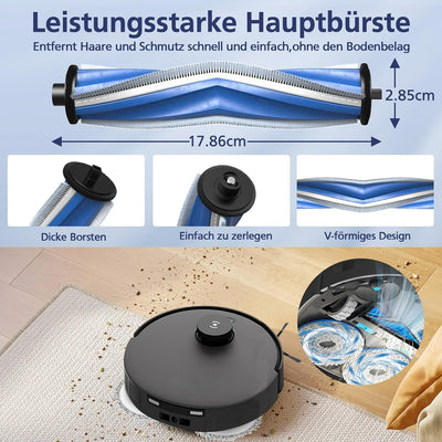 19 Stück Zubehör für Ecovacs Deebot T30 Omni / T30 Pro Omni / T30 Max Staubsauger, 1 Hauptbürste, 4