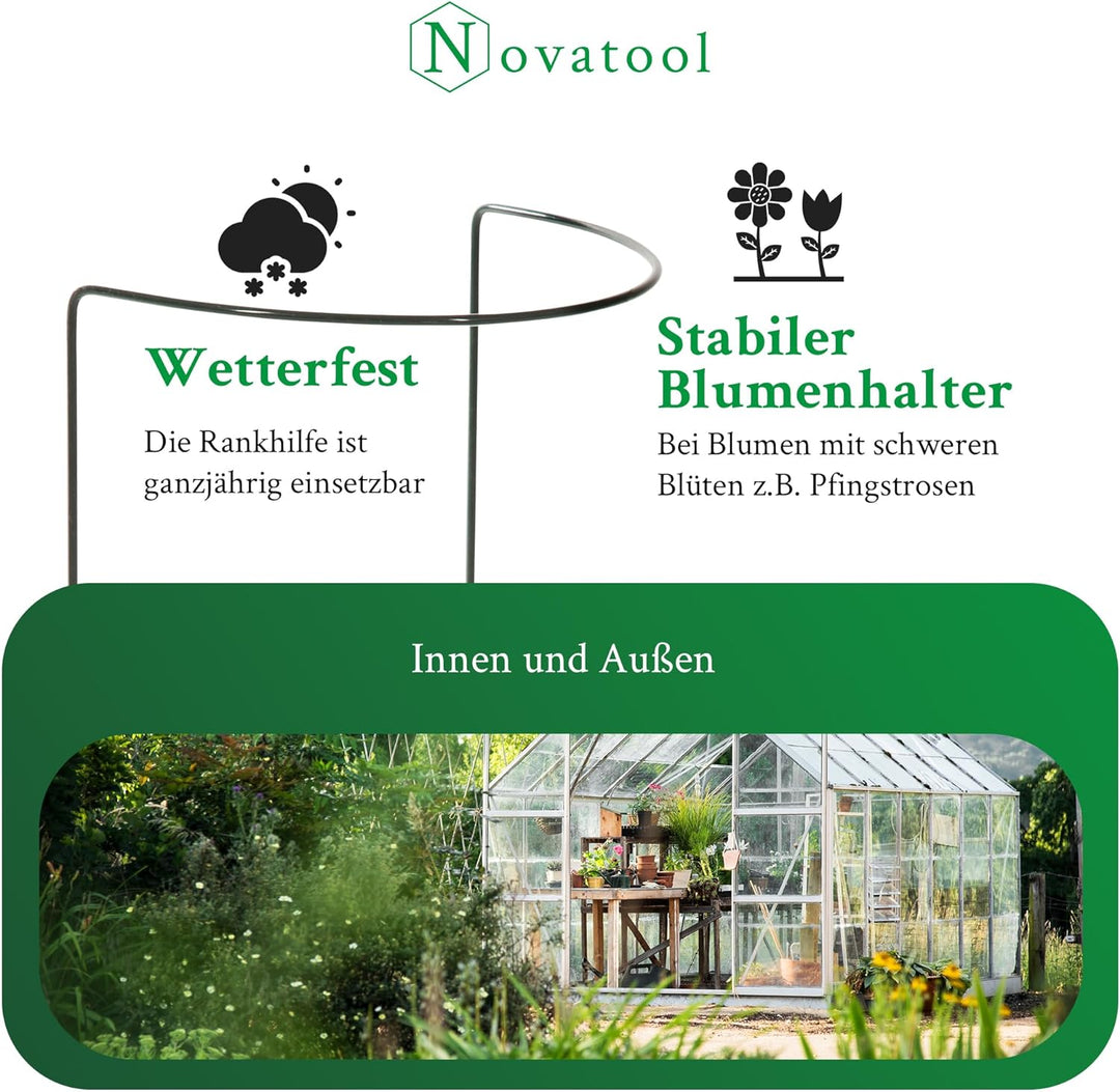 Novatool 2 Strauchstütze 100 cm hoch halbrund 40 cm grün Staudenhalter Blumenhalter Rankengewächs Pf