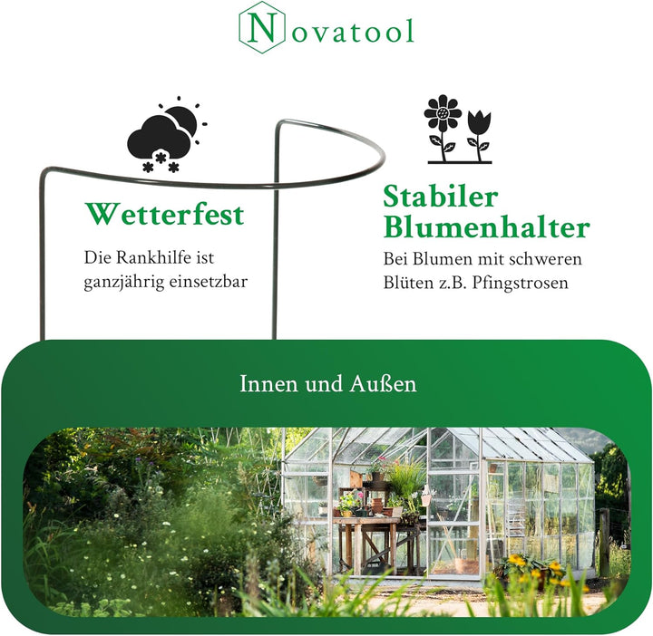 Novatool 2 Strauchstütze 100 cm hoch halbrund 40 cm grün Staudenhalter Blumenhalter Rankengewächs Pf