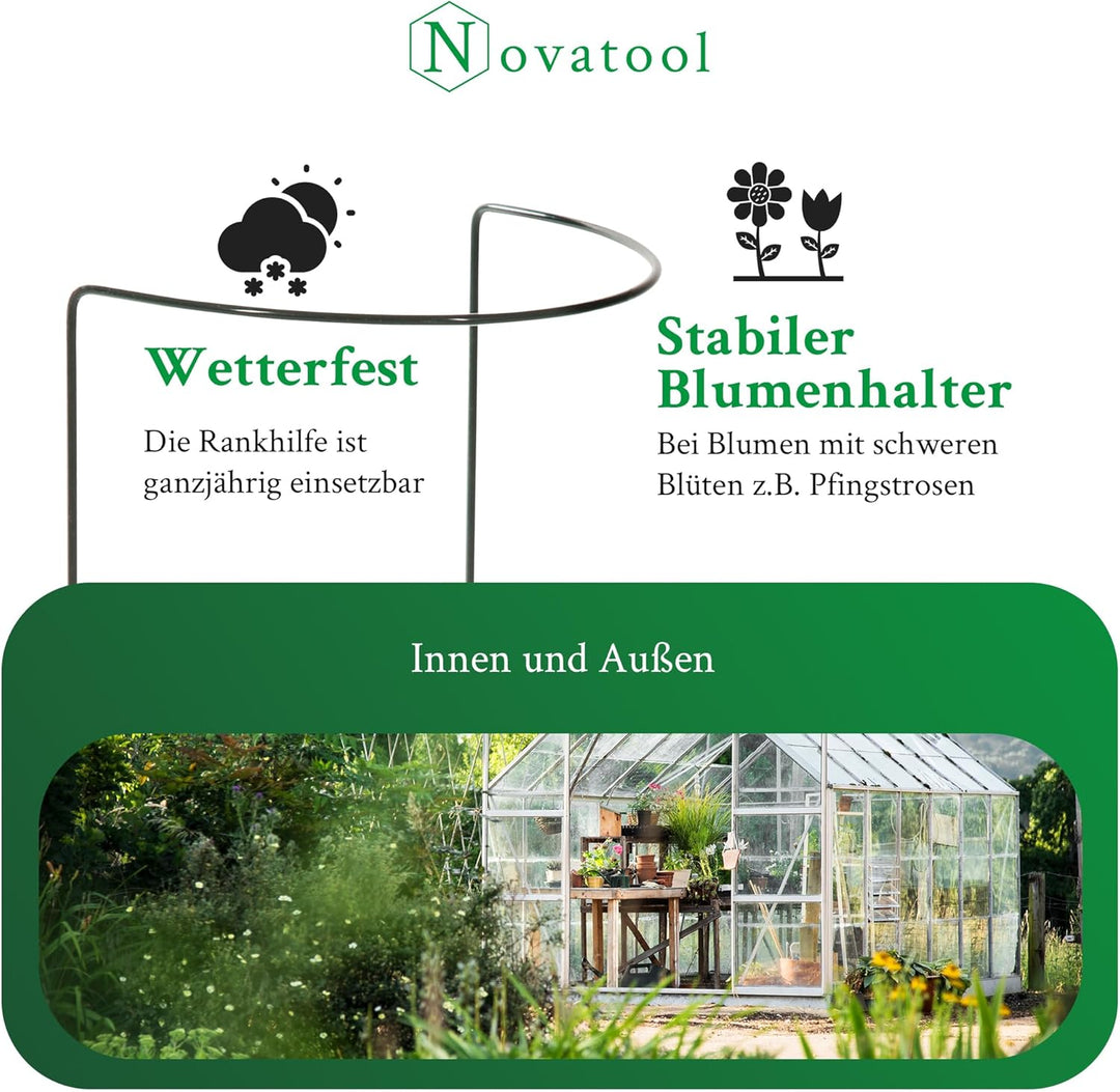 Novatool 3 Strauchstütze 100 cm hoch halbrund 40 cm grün Staudenhalter Blumenhalter Rankengewächs Pf
