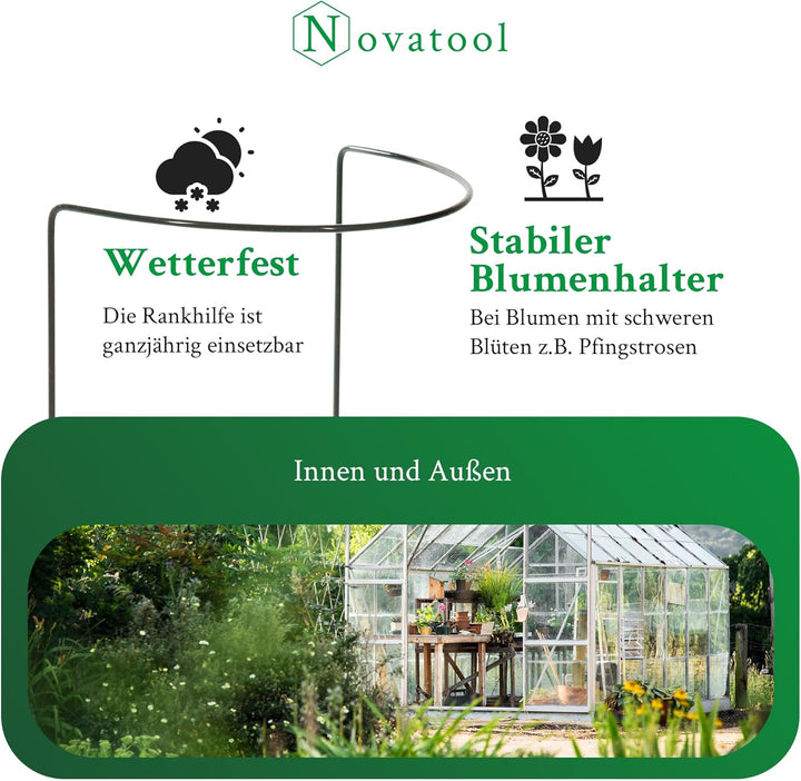 Novatool 3 Strauchstütze 100 cm hoch halbrund 40 cm grün Staudenhalter Blumenhalter Rankengewächs Pf