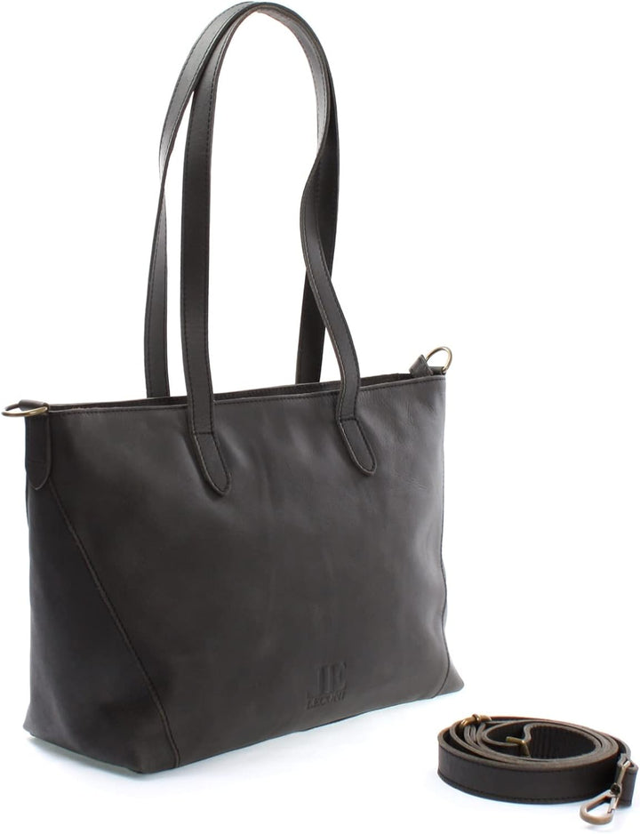 LECONI Schultertasche Henkeltasche für Frauen DIN-A4 Businesstasche für Notebook Handtasche Leder Sh