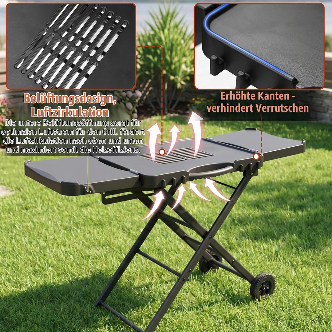 Denmay Grilltischwagen für Weber Q100 Q200 Q300 Serie, Enders Urban, Nexgrill, Ninja Woodfire Grill,