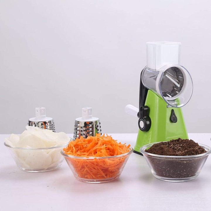 Manuelle rotierende Kartoffelreibe Küche Mandoline Gemüseschneider mit 3 baren Klingen, einfach zu b