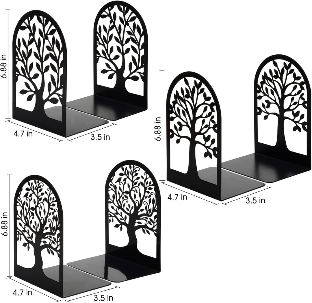 Buchstützen, Buchstützen, Metall-Buchstützen für Regale, dekorativ, Baum-Buchstützen-Stopper für sch