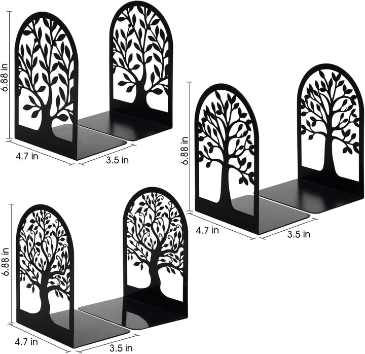 Buchstützen, Buchstützen, Metall-Buchstützen für Regale, dekorativ, Baum-Buchstützen-Stopper für sch
