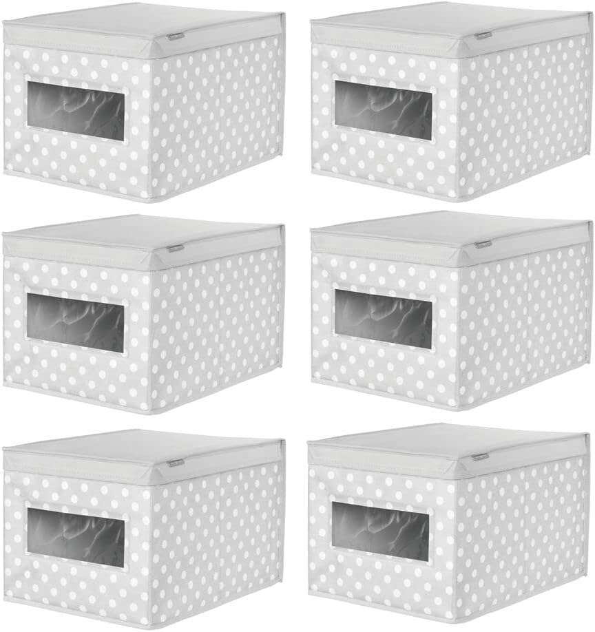 mDesign 6er-Set stapelbare Ordnungsbox – grosse Aufbewahrungsbox mit Sichtfenster für das Kinderzimm