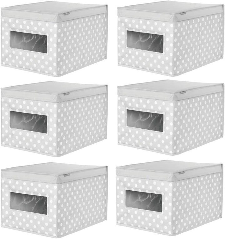 mDesign 6er-Set stapelbare Ordnungsbox – grosse Aufbewahrungsbox mit Sichtfenster für das Kinderzimm