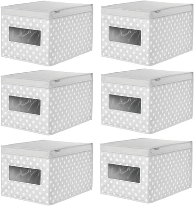 mDesign 6er-Set stapelbare Ordnungsbox – grosse Aufbewahrungsbox mit Sichtfenster für das Kinderzimm