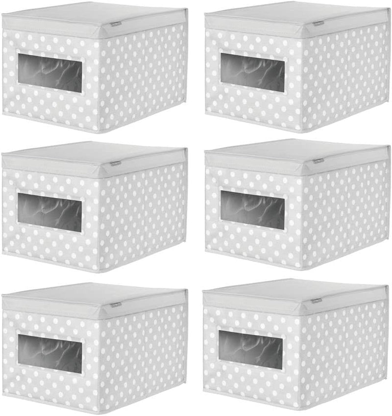 mDesign 6er-Set stapelbare Ordnungsbox – grosse Aufbewahrungsbox mit Sichtfenster für das Kinderzimm