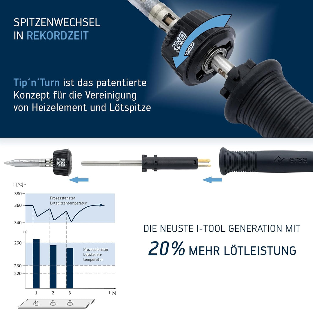 ERSA i-CON 1 MK2 digitale 1-Kanal Industrie-Lötstation 150-450°C mit 150W Lötkolben i-TOOL MK2 Tip'N
