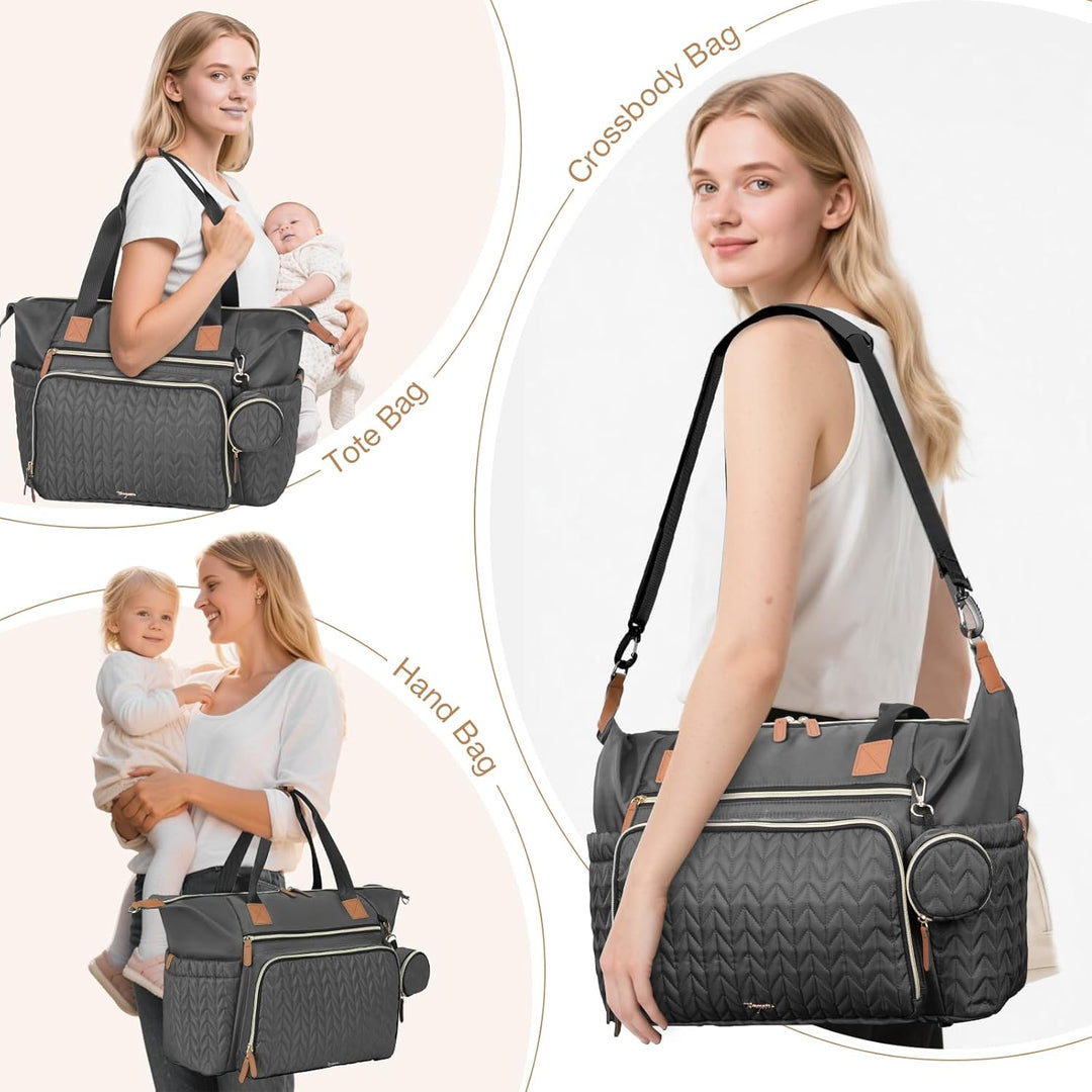 Tonyeee Wickeltasche mit Schnullertasche und Wickelunterlage, Wickelrucksack Multifunktions-Babytasc
