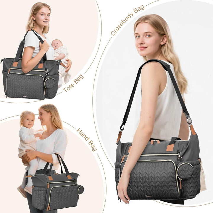 Tonyeee Wickeltasche mit Schnullertasche und Wickelunterlage, Wickelrucksack Multifunktions-Babytasc