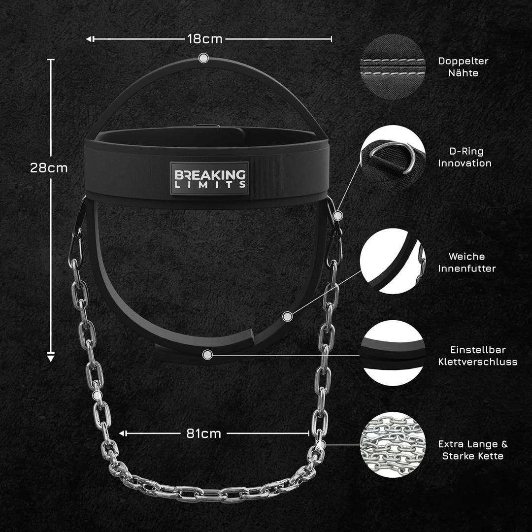 Breaking Limits Nackentrainer - Nacken-Harness mit Klettverschluss, Kopf- und Kinnriemen, Neck Train