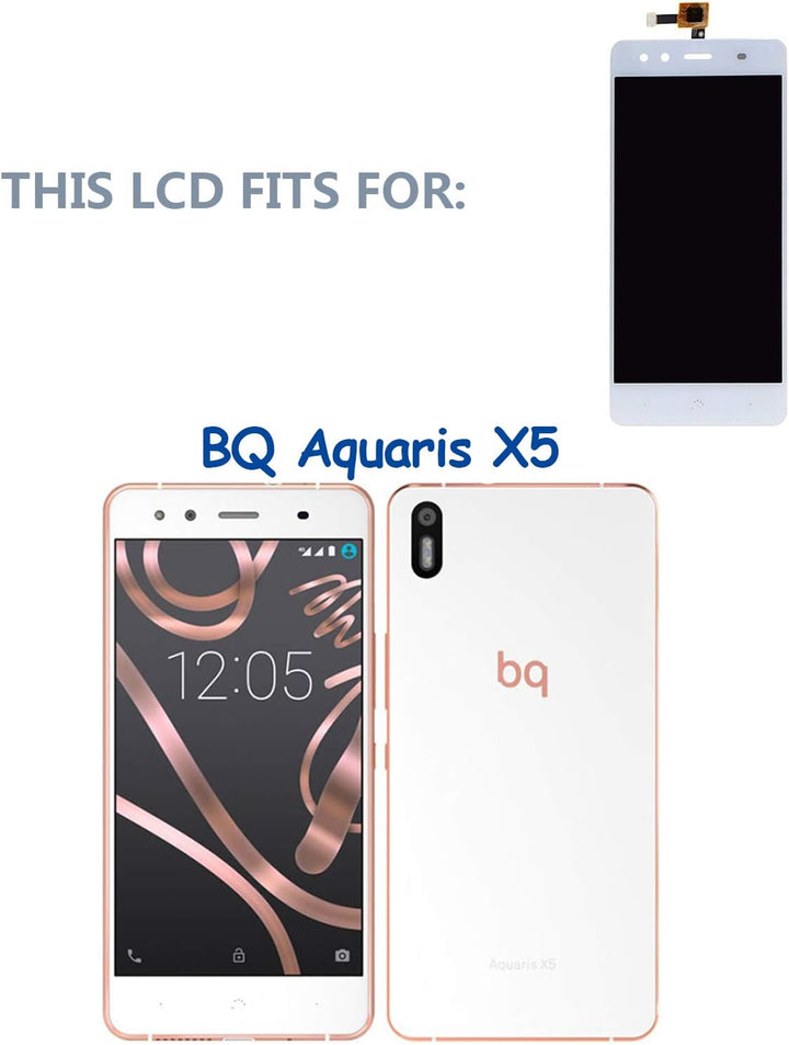 swark LCD Display Compatible with BQ Aquaris X5 Weisse (ohne Rahmen) Touchscreen Bildschirm Digitize