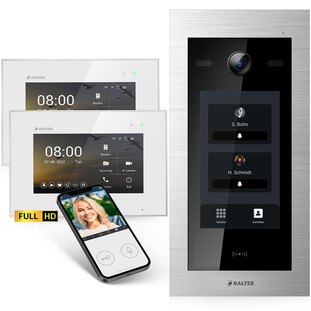 Balter EVO-HD Video Türsprechanlage mit Touchscreen Türstation, Video Türklingel, Smartphone App, 2
