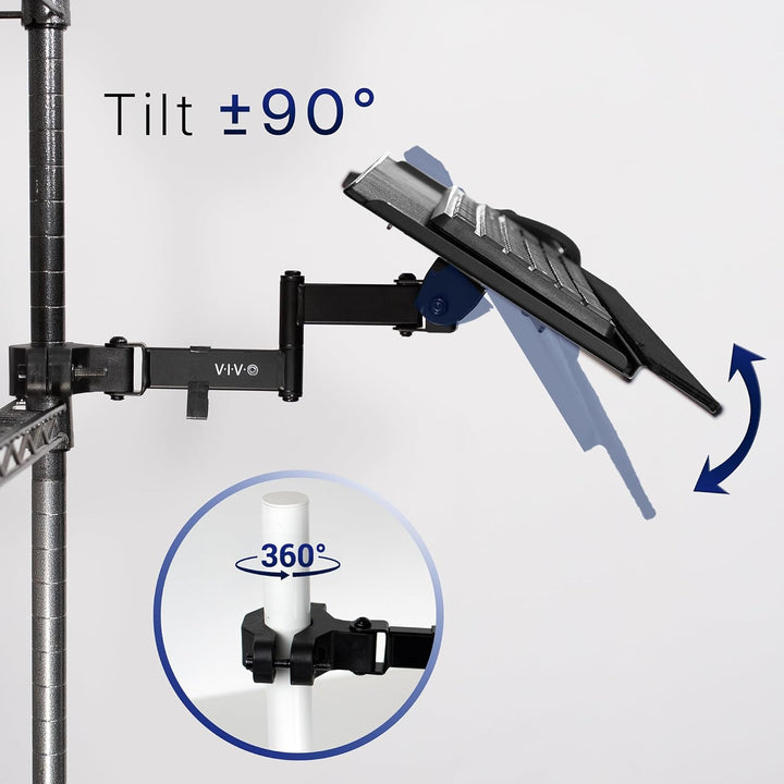 VIVO Steel Universal Full Motion Pole Mount, 26 Inch Keyboard and Mouse Tray, Ergonomic Tilt, 360 De