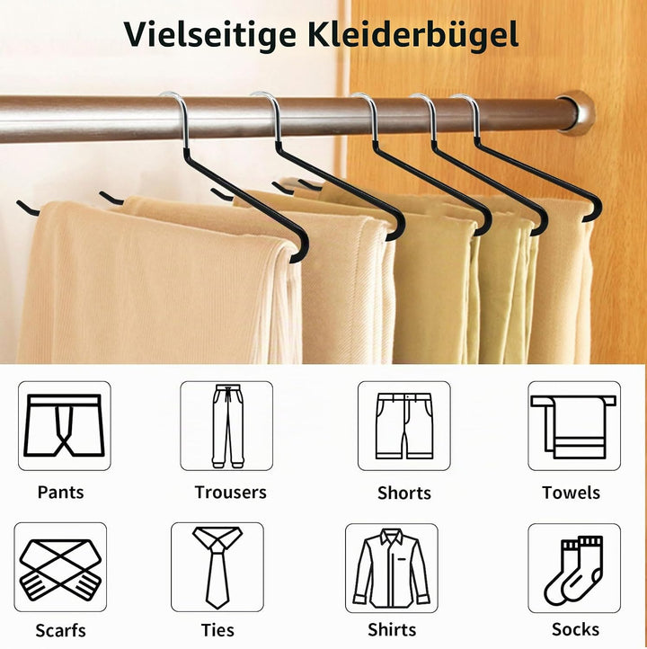 ABHENG Hosenbügel aus Metall, 10er-Pack, Kleiderbügel für Hosen mit offenen Enden, platzsparend, rut