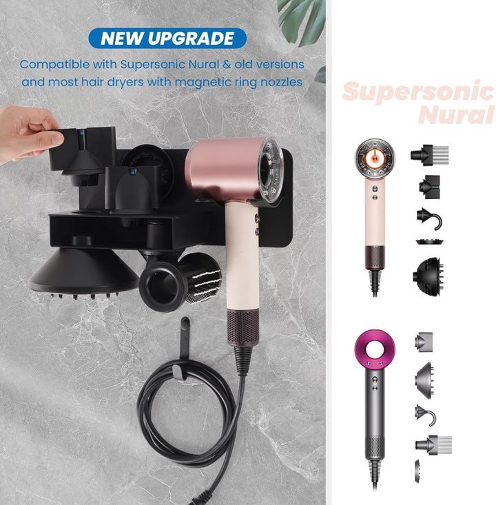 Fönhalter ohne Bohren, Föhn Halterung kompatibel mit Dyson Supersonic Nural, Metall Wandmontage Fönh