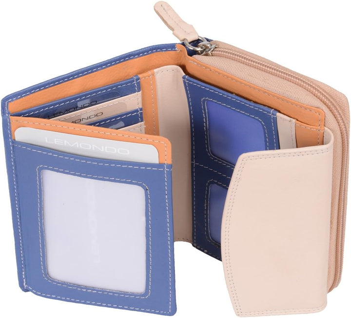 Damenbörse LEMONDO in Echt-Leder, 13x10cm Beige, Beige