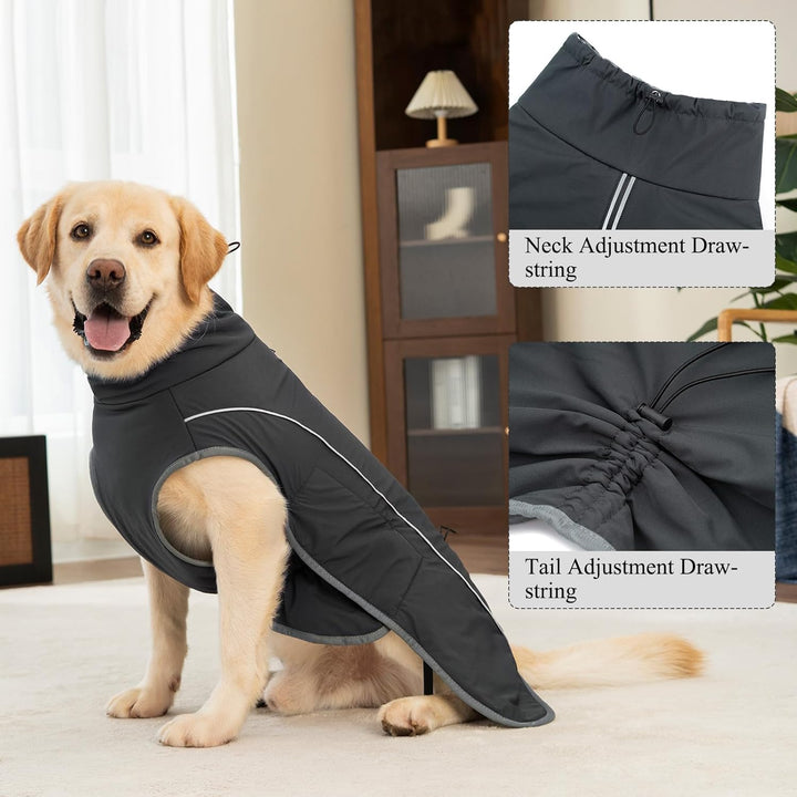 Hundemantel Warm Wasserdicht Hundejacke Winter Fleecemantel Hund Regenjacke Reflektierend mit Reissv