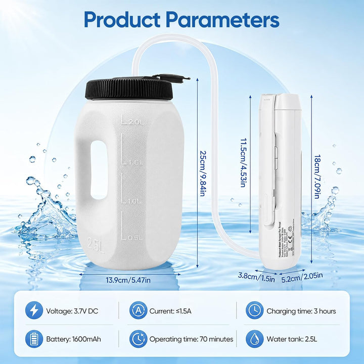 Tragbarer Bidet, 2,5L Elektrische Po Dusche mit 2 Druckstufen, Bidet Po Dusche mit 1600mAh Akku IPX6