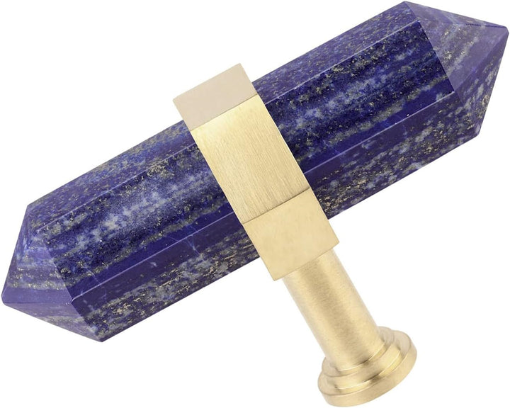 mookaitedecor Satz von 2 Lapislazuli Sechseck Double Kristall Punkte Schublade Knöpfe mit Schrauben,