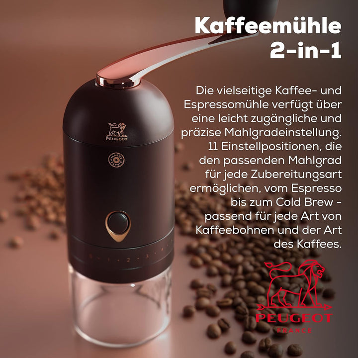 Peugeot Kaffeemühle L'Arbre à Café u‘Select 20 cm Schokolade I Hochwertige Espresso- & Kaffeemühle m