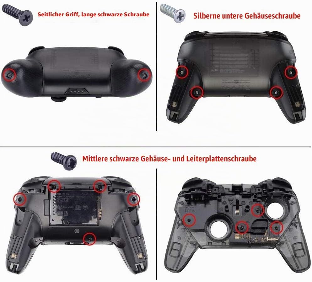 eXtremeRate Full Gehäuse Set kompatibel mit Nintendo Switch Pro Controller, DIY-Ersatz Front Hülle/B