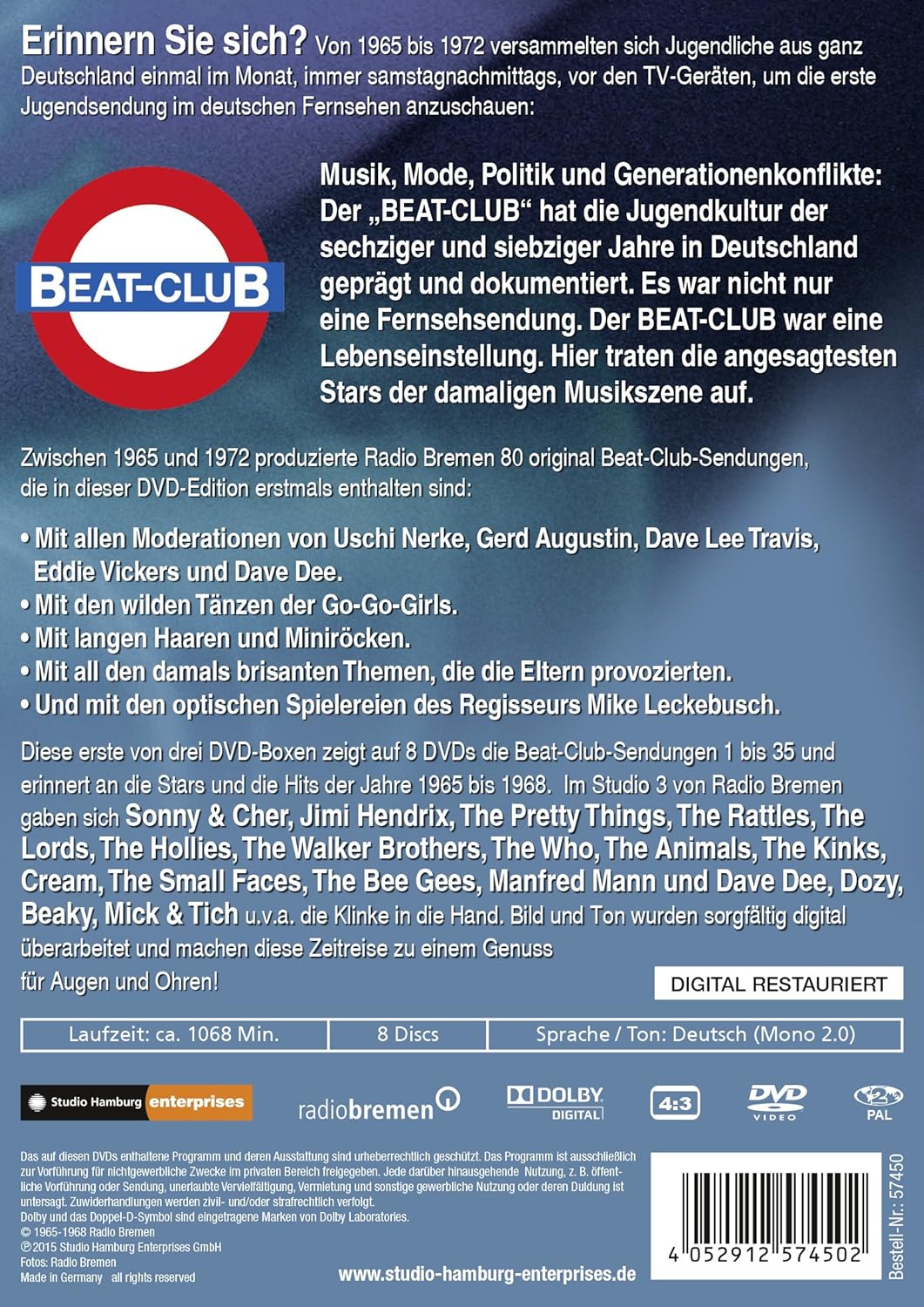 The Story of Beat-Club: 1965 - 1968 (Vol. 1) [8 DVDs], DVD
