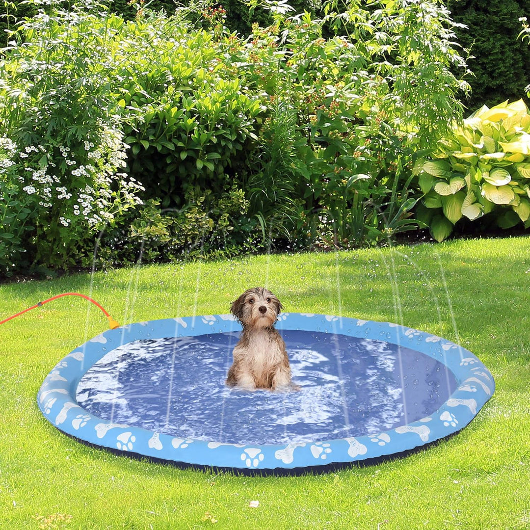 PawHut 150 cm Splash Sprinkler Pad für Hunde Spritz Wasserspiel Matte Wassersprinkler Anti-Rutsch Ou