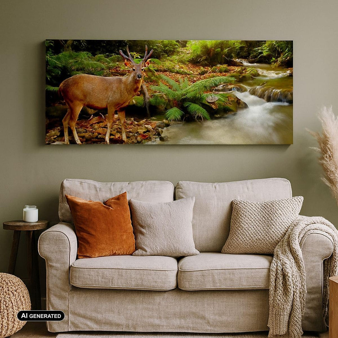 Wandbilder Dekoration Wohnzimmer Herbst berg strom landschaft Panorama Bilder auf Leinwand 120x50cm