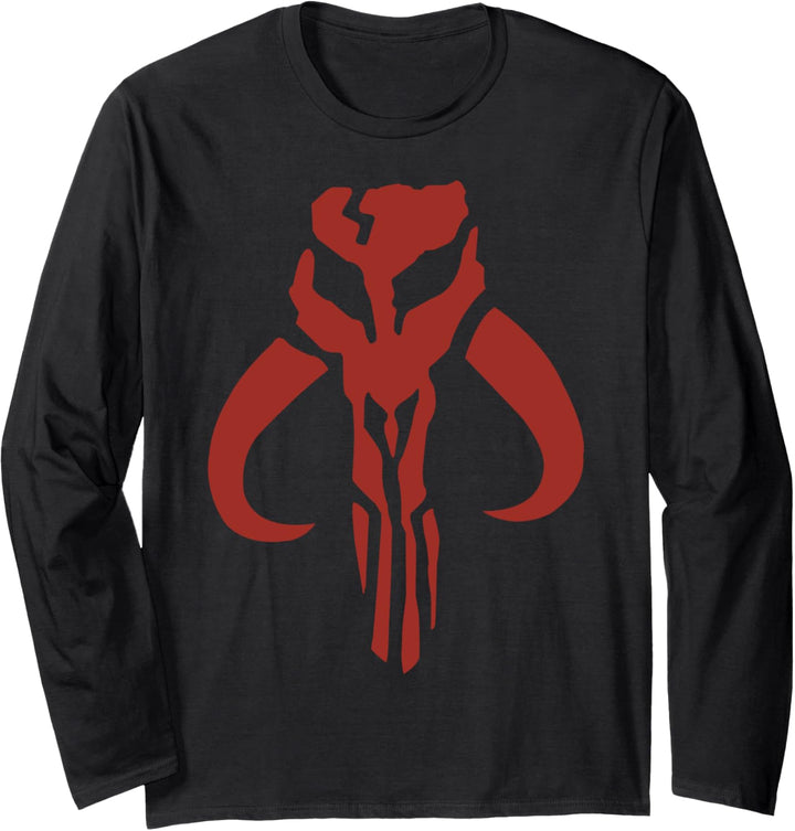 Star Wars Mandalorian Skull Bold Chest Logo Langarmshirt