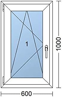 Kunststofffenster | 60x100 cm (600x1000 mm) | weiss | Dreh-Kipp-Fenster | links