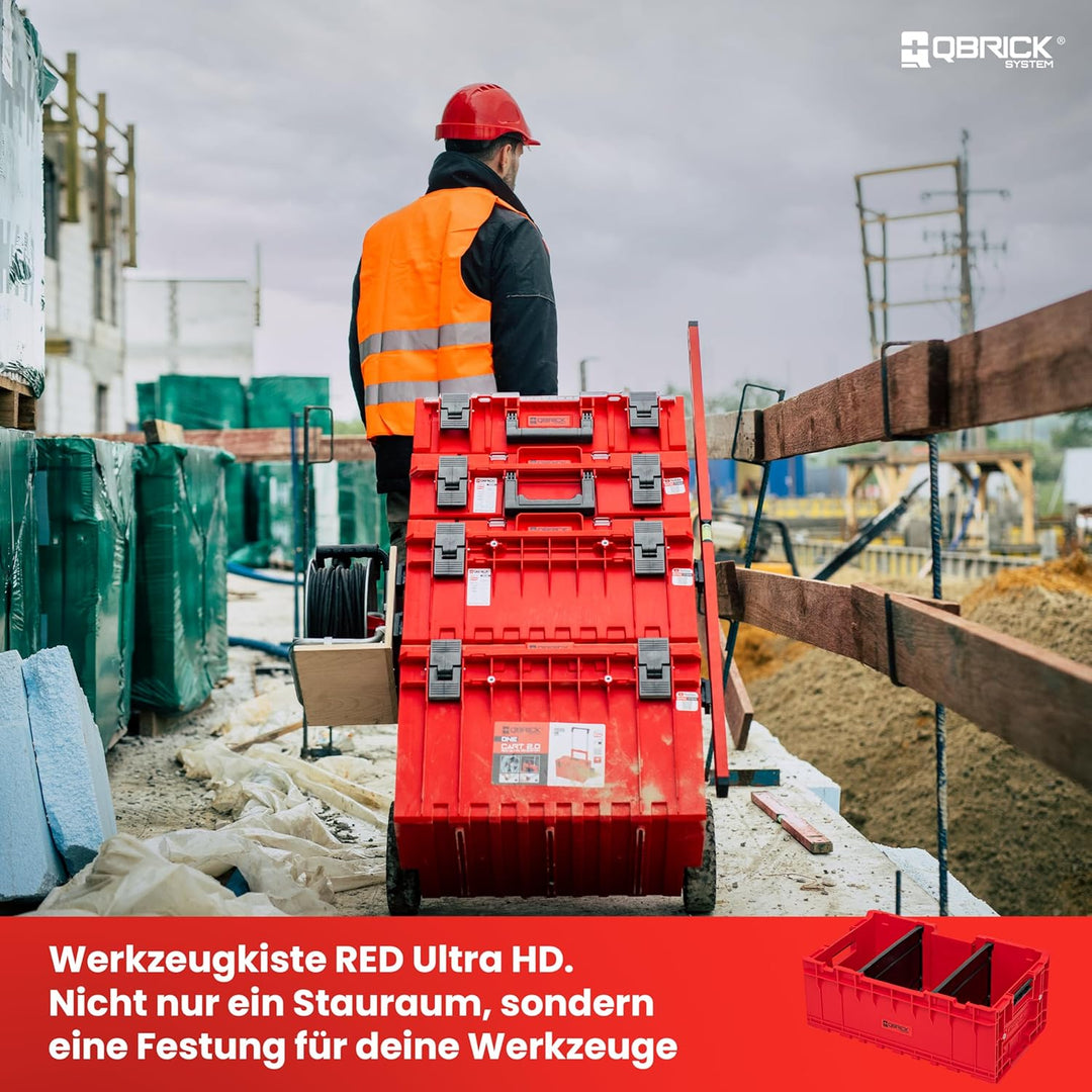 QBRICK SYSTEM Werkzeugkoffer Werkzeugkasten Leer Werkzeugkiste ONE Box Plus RED Ultra HD Rot 600 x 3