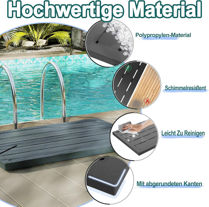 YRHome WPC Bodenelement für Solardusche Gartendusche Poolleiter Leitern 105 x 63 x 5,5 cm Bodenplatt