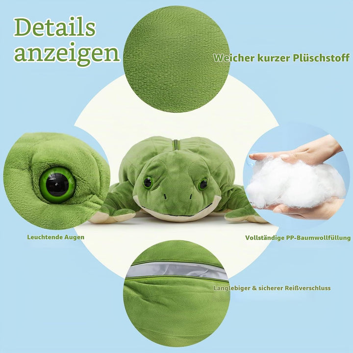 MorisMos 52cm lang Frosch Kuscheltier XXL,Plüschfrosch mit 4 Babys (3 Kaulquappen und 1 klein Frosch