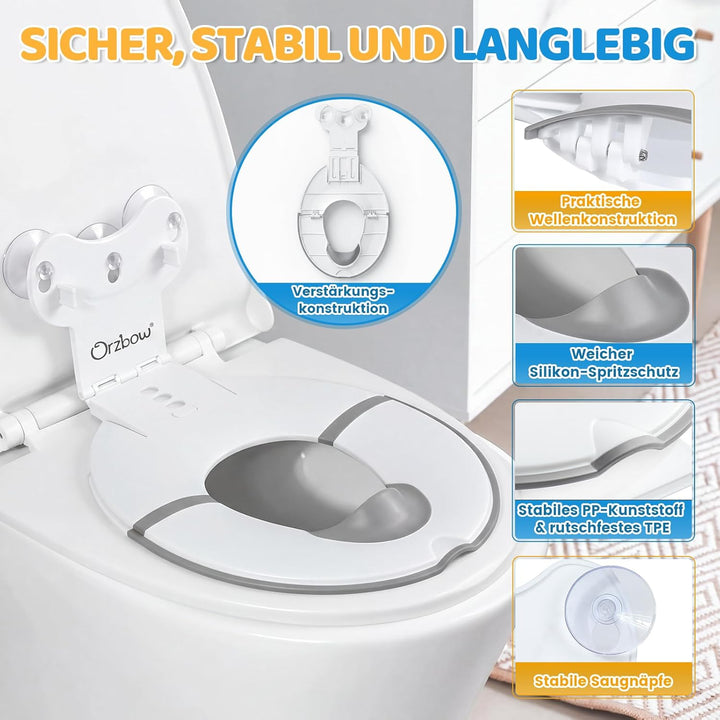 Orzbow Faltbarer Toilettensitz Kinder, Tragbarer Kinder Toilettensitz mit Weichgummi-Urin Barriere,