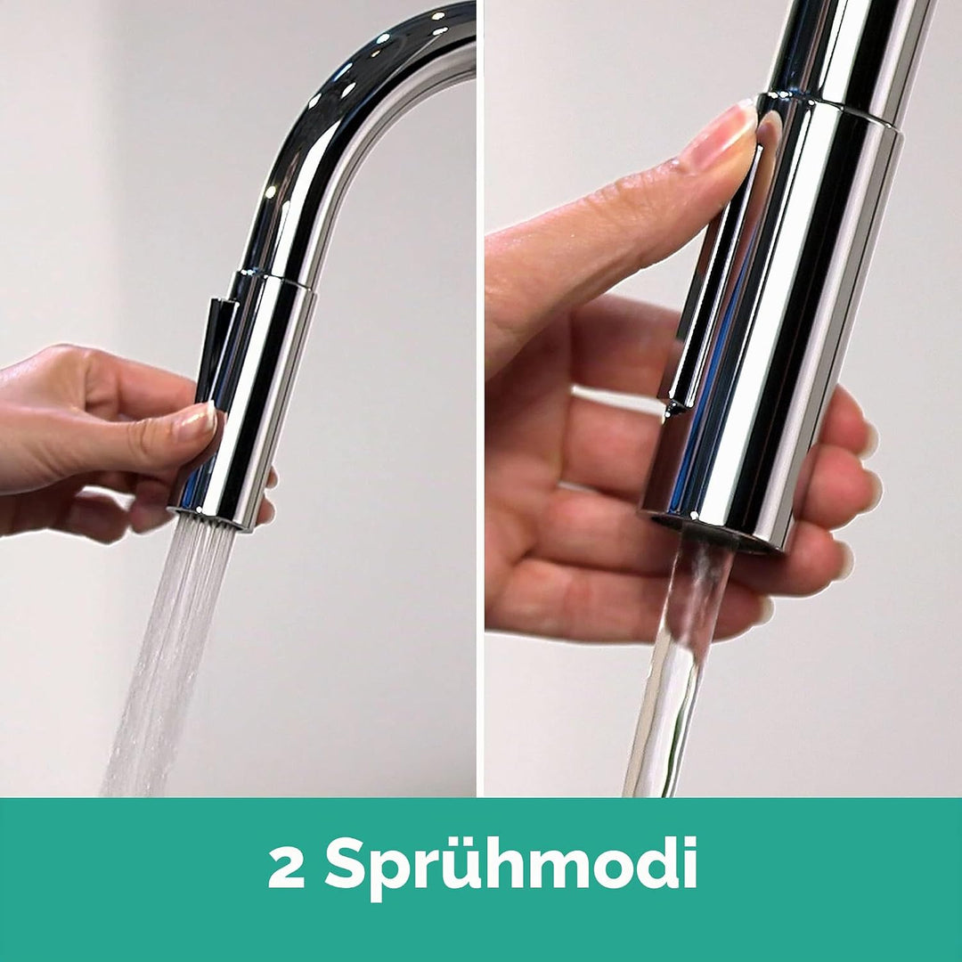 hansgrohe Cento XL Einhebel-Küchenarmatur mit ausziehbarer Brause und Schwenkauslauf, chrom Chrom Ha