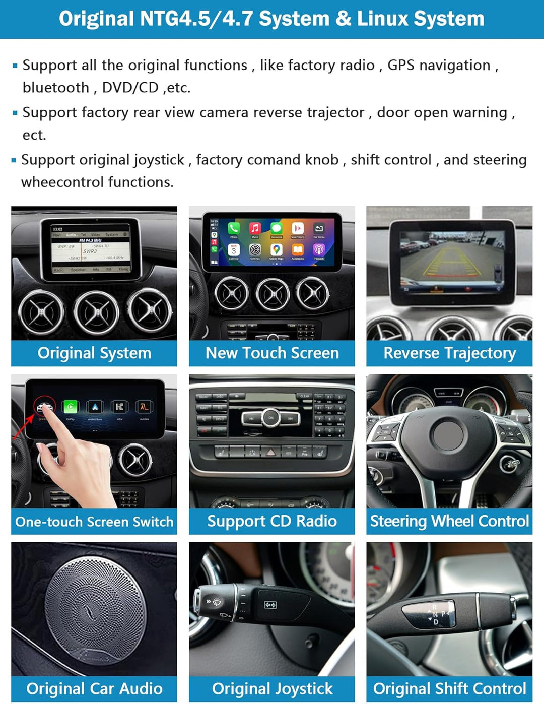 Ninetom Autoradio 10,25 Zoll Touchscreen für 2013-2015 Mercedes Benz A/B-Klasse GLA CLA W176 W246 C1