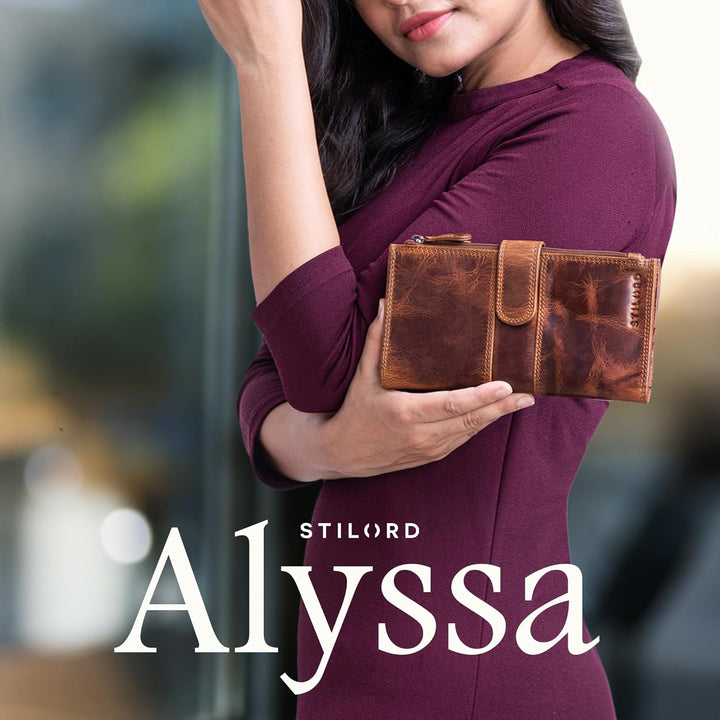 STILORD 'Alyssa' Portemonnaie Handy Leder Damen Reisebörse RFID Geldbörse mit Handyfach ideal für 6,