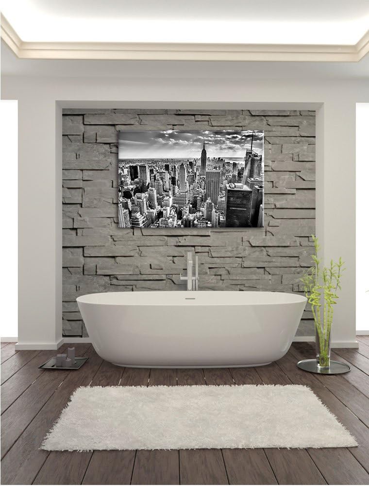 Pixxprint Monocrome, New York bei Tag, Format: 100x70 auf Leinwand, 100x70