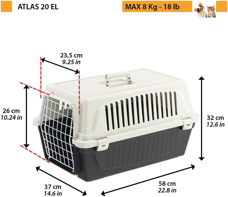 Ferplast Transportbox für Haustiere Hundebox für kleine Hunde und Katzen Atlas 20 EL, Transportbox f