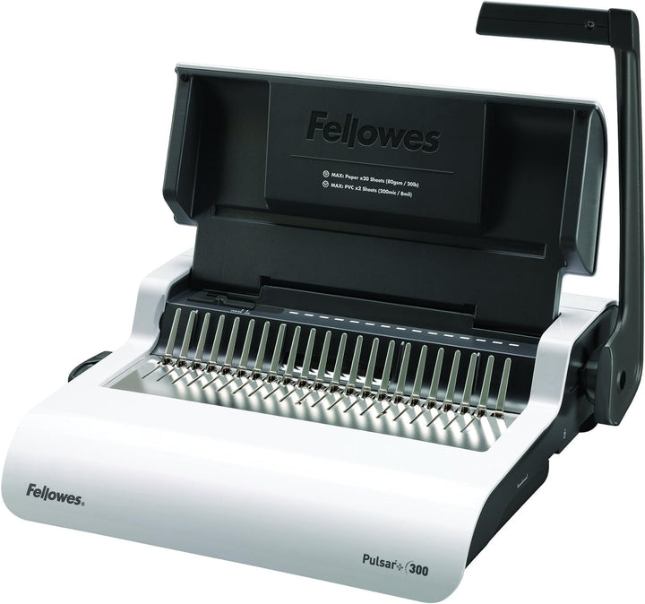 Fellowes Plastikbindegerät A4 Pulsar+ 300 für Büros & Peach PB100-14 Plastikbindeset für 12 Dokument