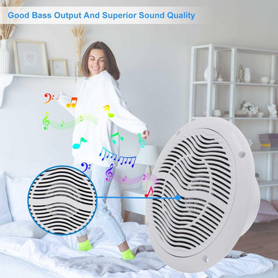Herdio 6,5 Zoll 120 Watt Bluetooth Deckenlautsprecher, wasserdichte Einbaulautsprecher, Bündige Mont