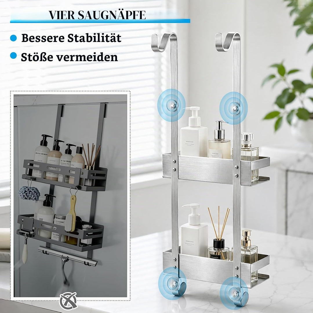EXLECO 2-store Duschablage zum Hängen, Duschregal ohne Bohren Silber