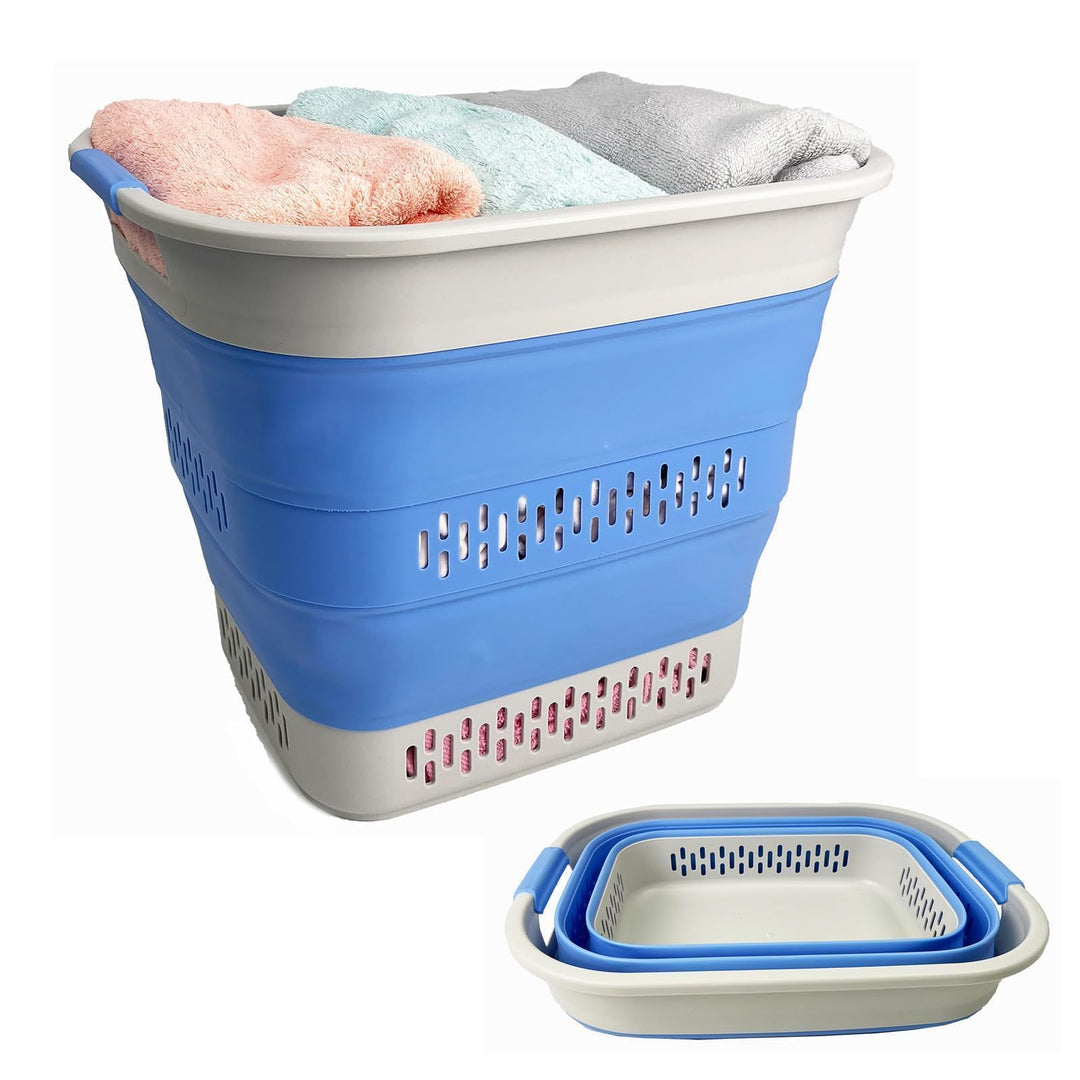 SAMMART Zusammenklappbarer Wäschekorb aus Kunststoff, 40 l, faltbarer Pop-Up-Aufbewahrungsbehälter/O