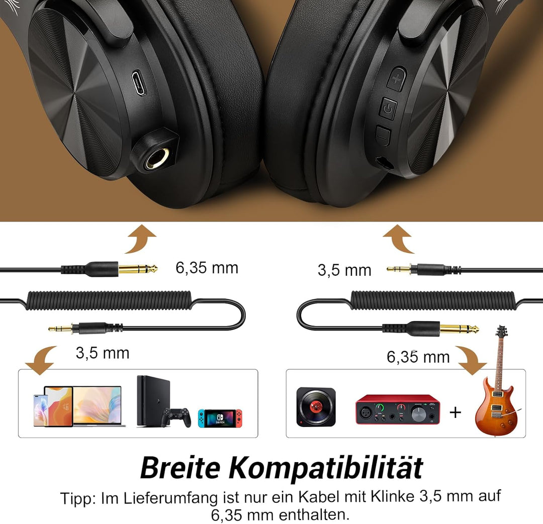 OneOdio Bluetooth Kopfhörer Over Ear, 72 Stdn HiFi Stereo Kopfhörer Kabellos, Wireless Headphones mi